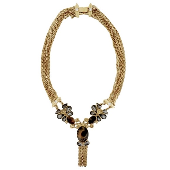 ANN TAYLOR • Tortoise Crystal Fringe Tassel Necklace - Picture 3 of 5